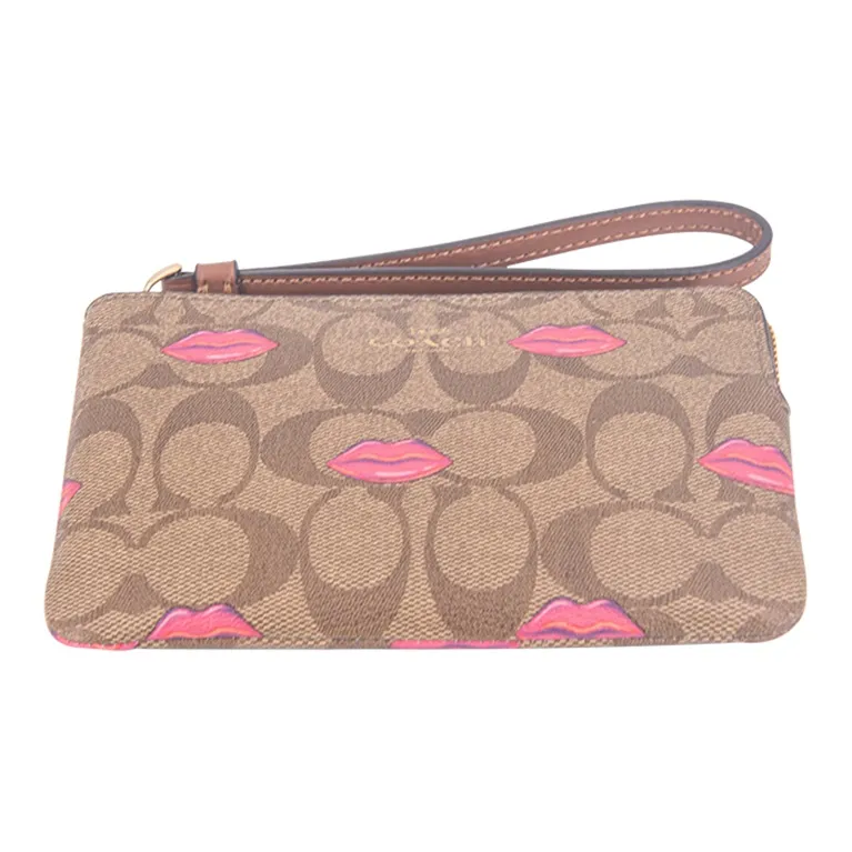 COACH Corner Zip PVC Coin Purse Women's Light Brown-4