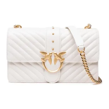 PINKO LOVE Series Quilted Leather Bird Bag, Swallow Bag, Shoulder Bag, Crossbody Bag Medium Size Women's White