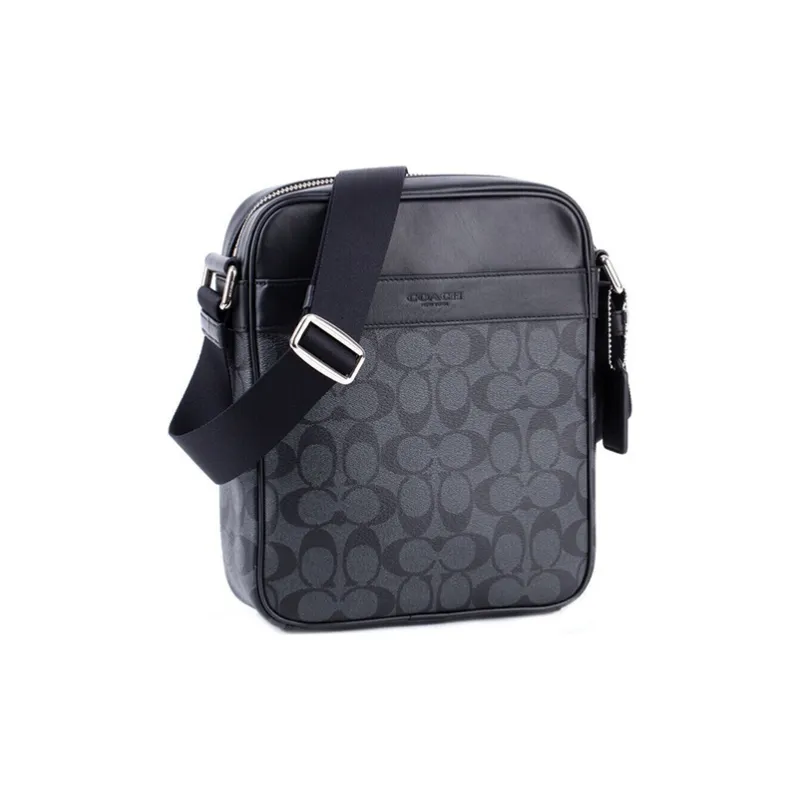 COACH Charles PVC Crossbody Handbag, Shoulder Bag Men's Black Gray-4