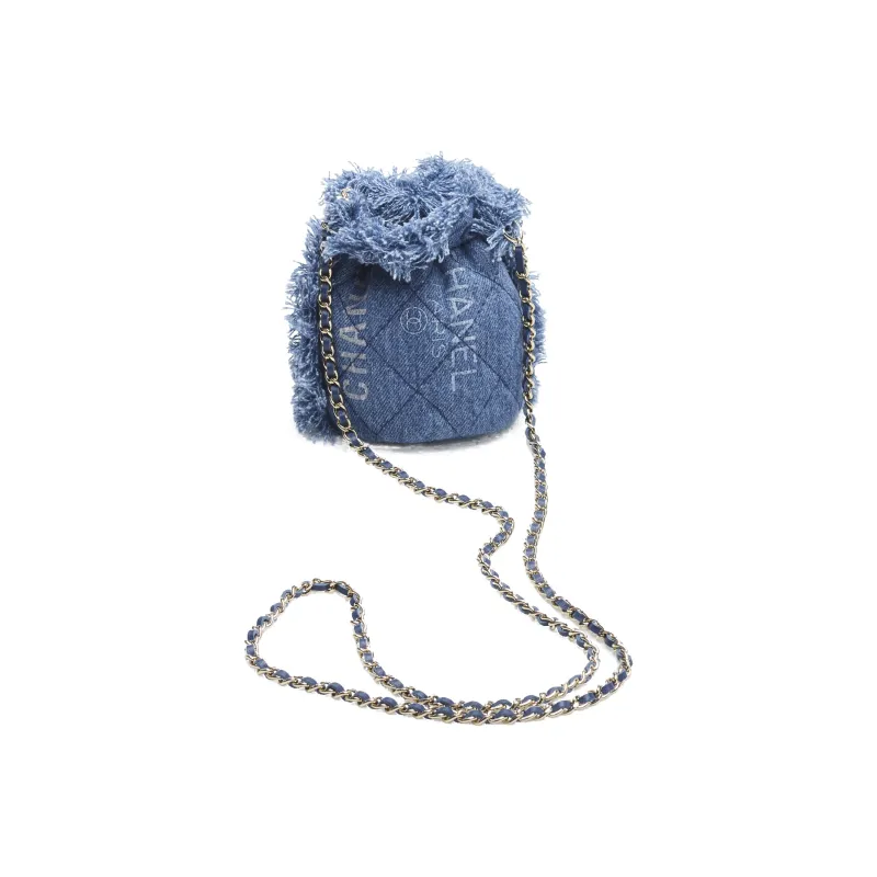 CHANEL 22SS Denim Bucket Bag, Crossbody Bag, Shoulder Bag Mini Women's Blue-1