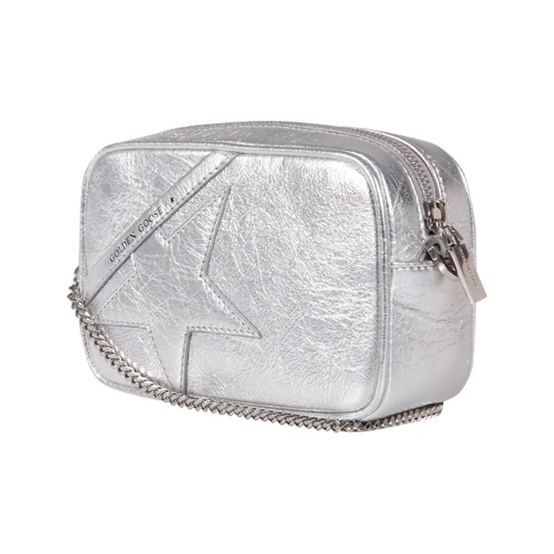 Golden Goose Shiny Leather Shoulder Bag Crossbody Bag Regular Women's Silver-2