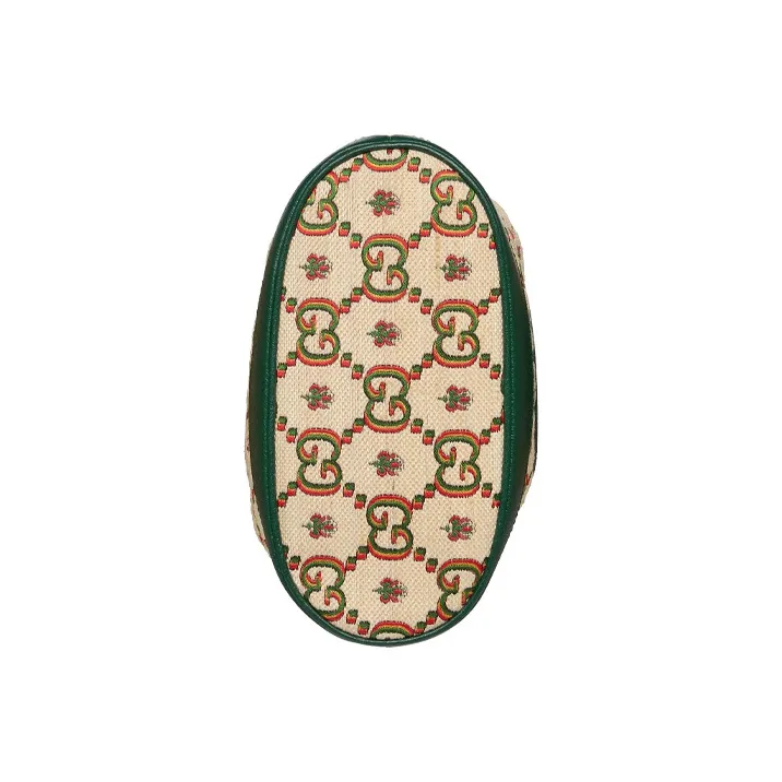 GUCCI Ophidia Jacquard Fabric Leather Binding Bucket Bags Shoulder Bag Crossbody Bag Mini Unisex Beige/Green-4