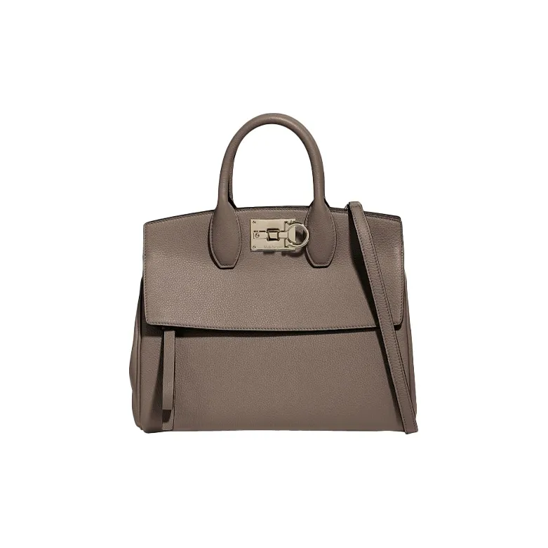 FERRAGAMO Studio Grain Cow Leather Portable Crossbody Bag, Shoulder Bag Trumpets Women's Beige-0
