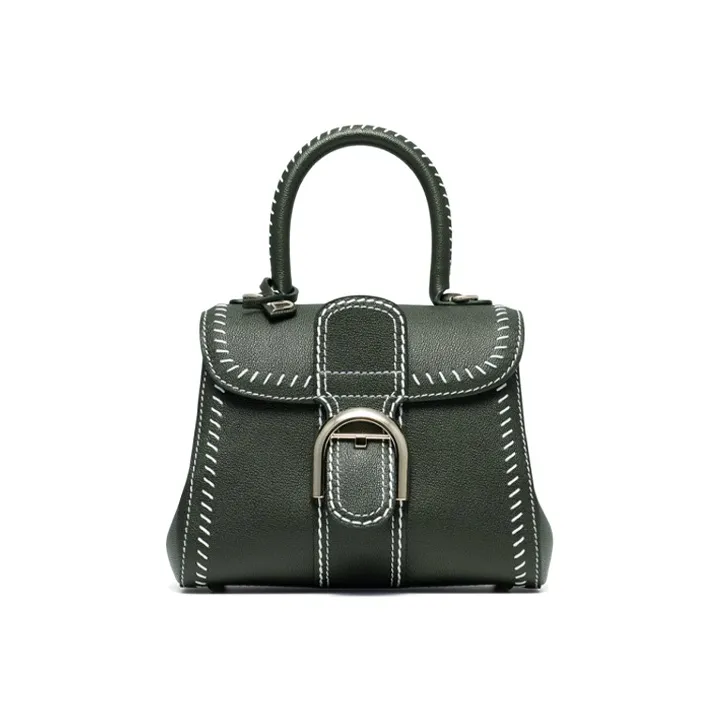 Delvau Brillant Textured Calfskin Handbag Shoulder Bag Crossbody Bag Mini Women's British Green-0