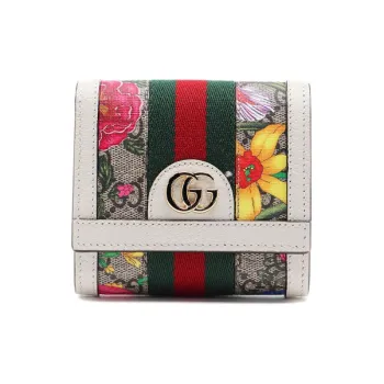 GUCCI Ophidia Canvas With Leather Wallet Women's Ebony/White/Multicolor