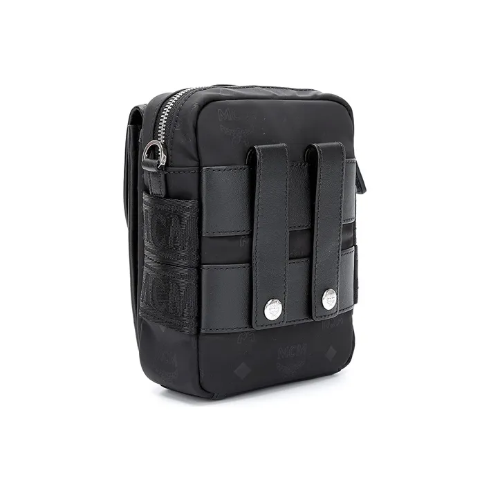 MCM Nylon Fabric Messenger Bag Crossbody Bag Cell Phone Pouch Unisex Black-3