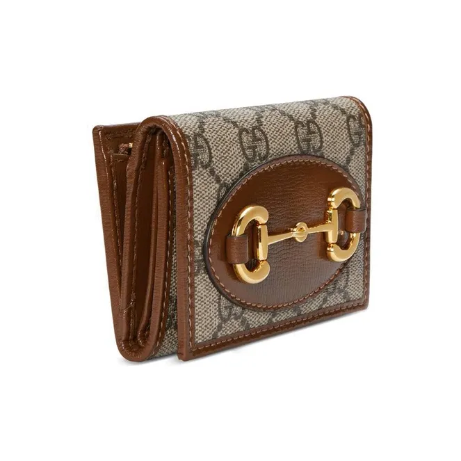 GUCCI Canvas With Leather Wallet Unisex Brown/Ebony-1