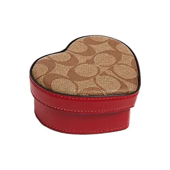 COACH Jewelry Bo Canvas With Leather Storage Boxes Women's Red