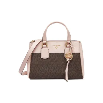 MICHAEL KORS Esse Cow Leather Shoulder Bag Crossbody Bag Handbag Small Size Women's Dark Brown Nude Pink