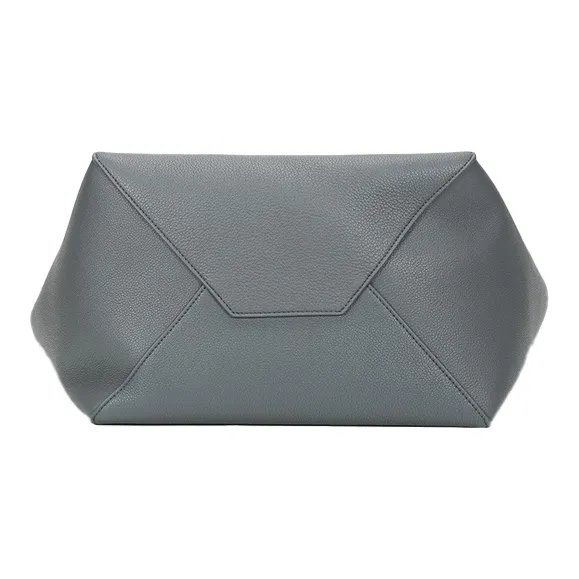 CELINE Cabas Cow Leather Tote Shoulder Handbag Women's Gray-4