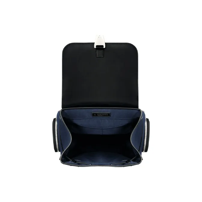 RIMOWA Never Still Canvas And Full Grain Leather Backpack Tubas Unisex Marine Blue With Black-3