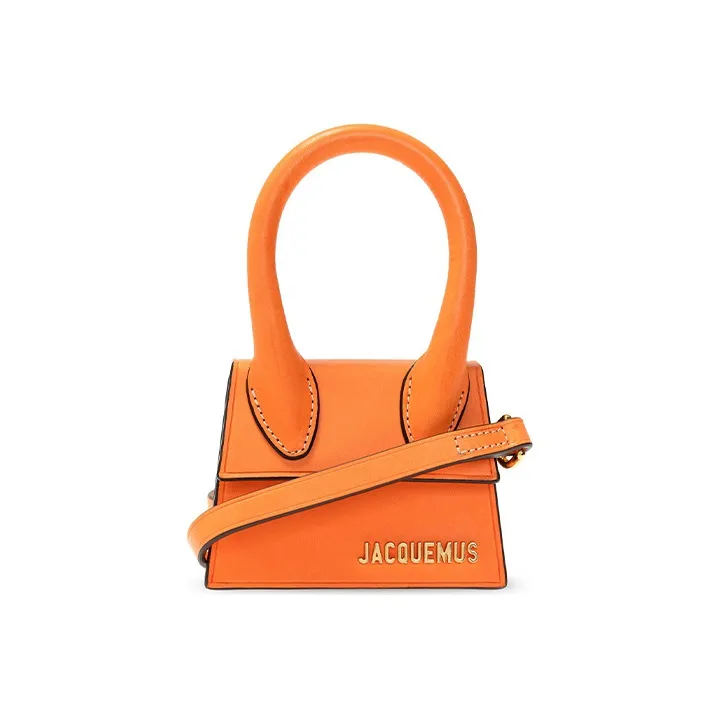 Jacquemus Leather Shoulder Bag Crossbody Bag Handbag Women's Orange-0