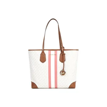 MICHAEL KORS Eva Canvas Mother And Child Tote Bag Handbag Women's Vanilla White & Fuchsia
