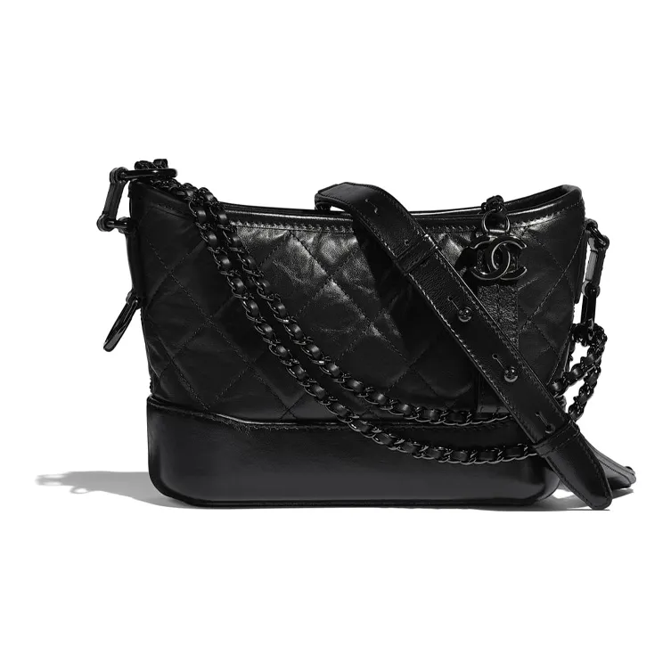 CHANEL GabrielleSo Black Calfskin Handbag, Shoulder Bag, Crossbody Bag Trumpets Women's Pure Black-0