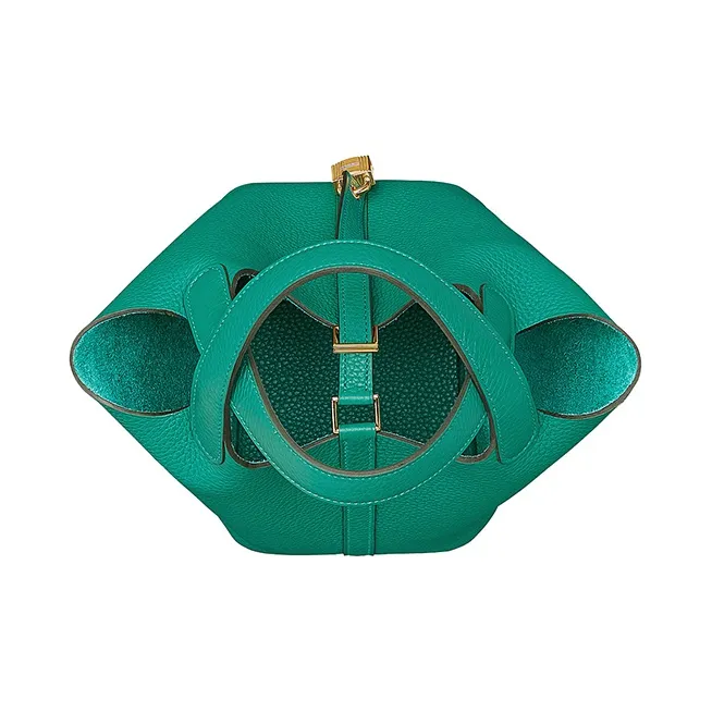 HERMES Picotin Lock Clemence Bullock Leather Basket Bag Handbag Bucket Bag Women's New Verona Green-2