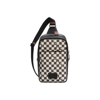COACH Westway Canvas Cowhide Backpack Crossbody Bag Sling Bag Medium Size Men's Black White