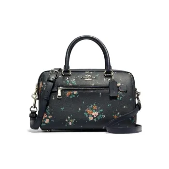 COACH Rowan Leather Crossbody Bag Boston Bag, Shoulder Bag, Crossbody Bag, Handbag Medium Size Women's Black