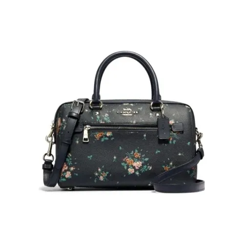 COACH Rowan Leather Crossbody Bag Boston Bag, Shoulder Bag, Crossbody Bag, Handbag Medium Size Women's Black