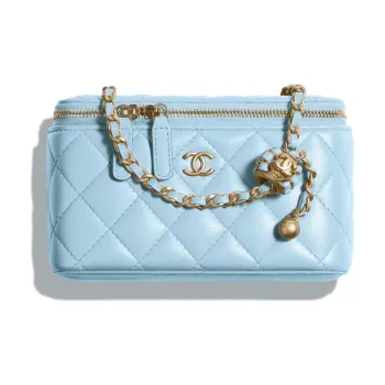 CHANEL Little Golden Ball Sheepskin Box Bag, Shoulder Bag, Crossbody Bag Women's Blue