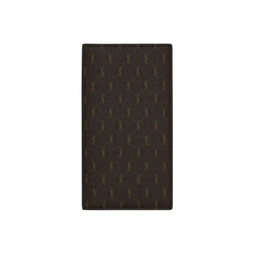 SAINT LAURENT PARIS Coated Canvas With Leather Wallet Men's Chestnut/Khaki/Earth Brown