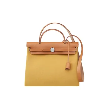 HERMES Herbag Zip Cow Leather Handbag Shoulder Bag Crossbody Bag Women's Ginger Yellow
