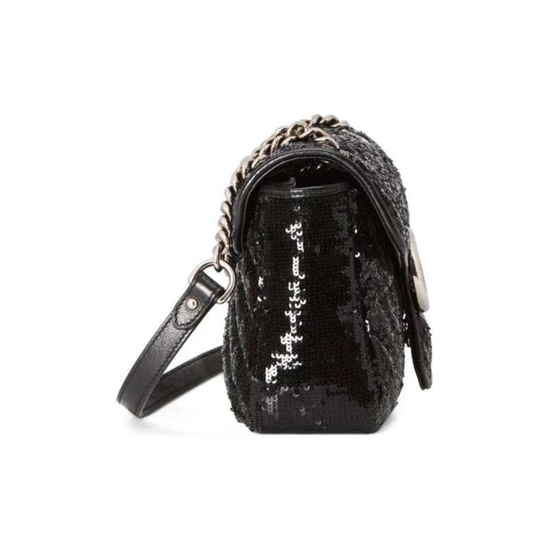 GUCCI GG Marmont Silk Shoulder Bag Crossbody Bag Women's Black-2