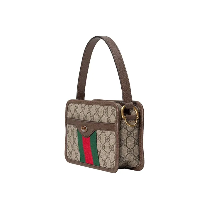 GUCCI Ophidia Canvas With Leather Portable Crossbody Bag Shoulder Bag Small Size Women's Ebony/Brown-7