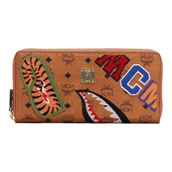 A BATHING APE MCM Shark Zip Collaboration Collection Wallet Unisex Brown