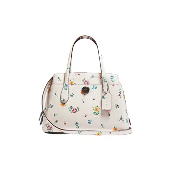COACH Lora Leather Handbag, Shoulder Bag, Crossbody Bag, Clutch Large Size Women's Chalk White