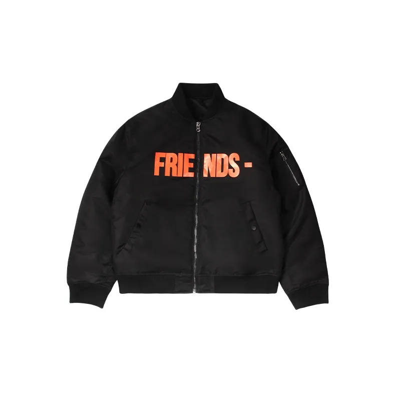 VLONE Big Logo Series Puffer Jackets Unisex Black Orange-1