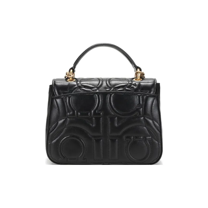 FERRAGAMO Cow Leather Crossbody Bag Camera Bag Handbag Shoulder Bag Small Size Women's Black-3