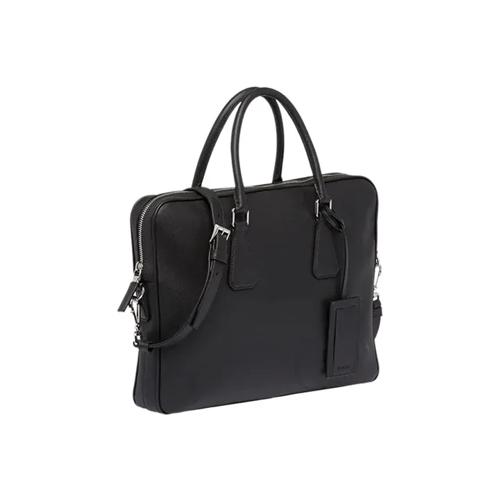 PRADA Saffiano Leather Handbag Regular Men's Black-2