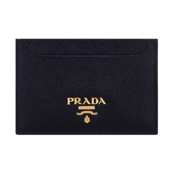 PRADA Saffiano Leather Card Holder Women's Black