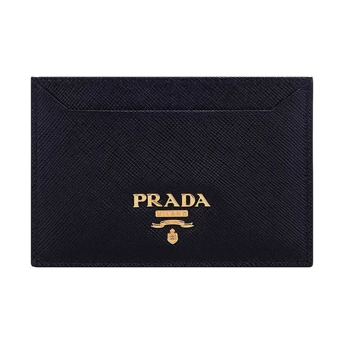 PRADA Saffiano Leather Card Holder Women's Black-0