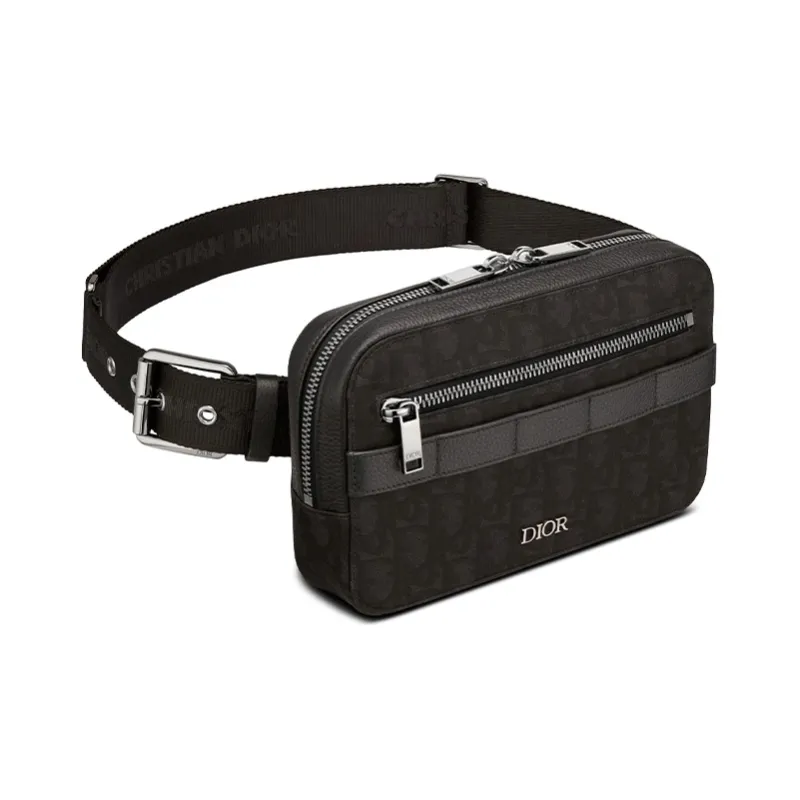 DIOR Cow Leather Shoulder Bag Crossbody Bag Fanny Pack Men's Black-1