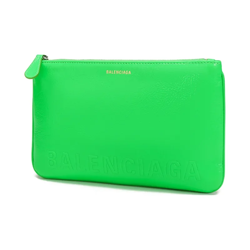 Balenciaga Cow Leather Clutch Regular Women's Neon Green-1