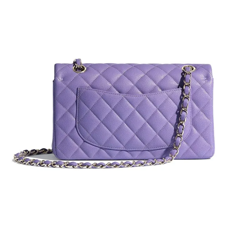 CHANEL Classic Flap CF Sheepskin Shoulder Bag, Crossbody Bag Women's Purple-1