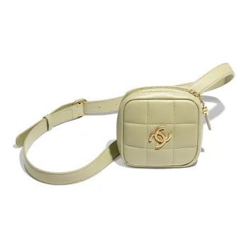 CHANEL Lambskin Belt Coin Purse Women's Green