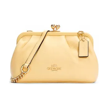 COACH Kisslock Leather Cloud Bag Shoulder Bag Crossbody Bag Regular Women's Macaron Yellow