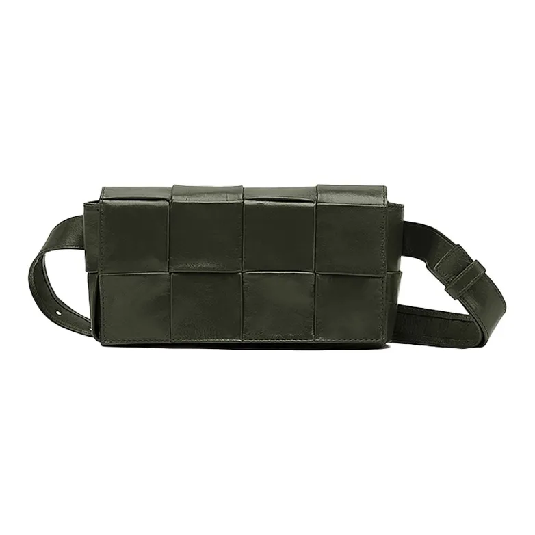 Bottega Veneta Cassette Belt Cow Leather Box Bag Camera Bag Fanny Pack, Crossbody Bag Mini Men's Field Green-0