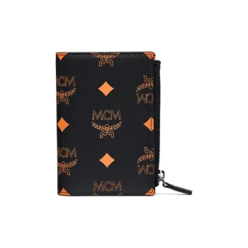 MCM Coated Canvas Coin Purse Money Clip Card Holder Mini Men's Black