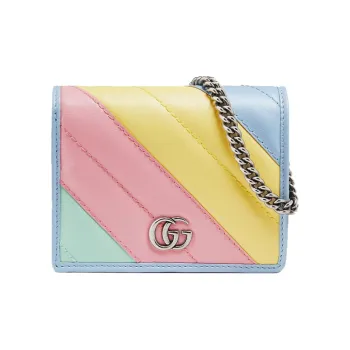 GUCCI Marmont Quilted Leather Shoulder Bag, Crossbody Bag Card Holder Mini Women's Light Multicolor