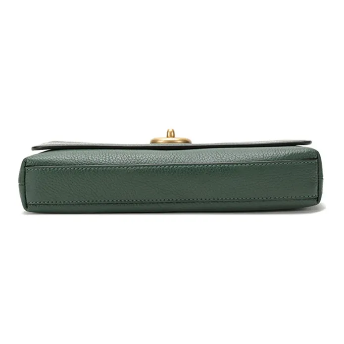 COACH Crosstown Leather Shoulder Bag Medium Size Women's Dark Green-4
