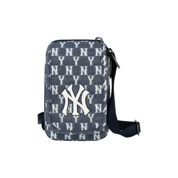 MLB Monogram Collection Polyester Small Square Bag, Crossbody Bag Regular Unisex Denim Blue