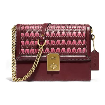 COACH Cow Leather Small Square Bag, Chain Bag, Shoulder Bag, Crossbody Bag Regular Women's Red
