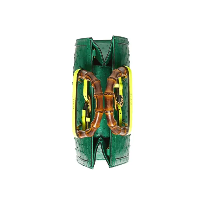 GUCCI Diana Ostrich Leather Shoulder Bag Crossbody Bag Handbag Small Size Women's Green-3