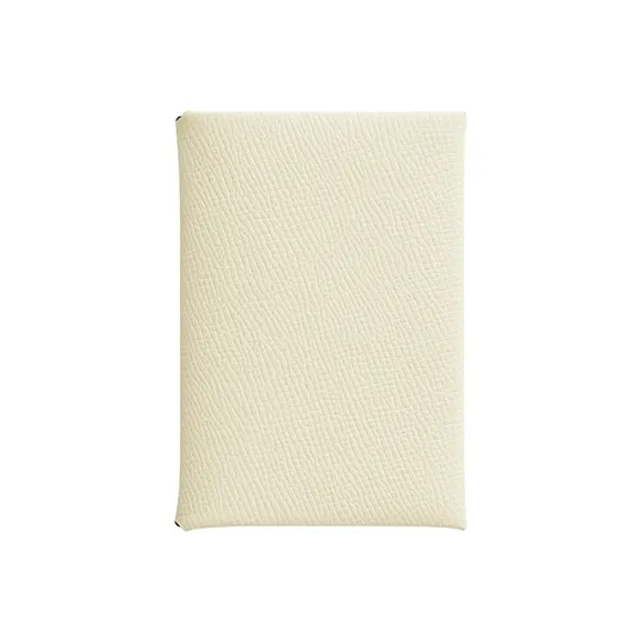 HERMES Leather Card Holder Mini Women's Ecru-0