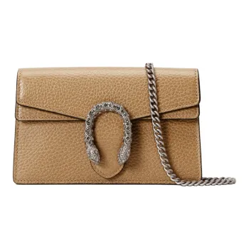 GUCCI Matte Leather Shoulder Bag Crossbody Bag Women's Brown