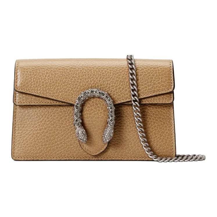 GUCCI Matte Leather Shoulder Bag Crossbody Bag Women's Brown-0