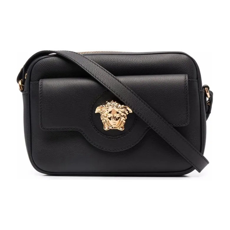 VERSACE Leather Shoulder Bag Crossbody Bag Women's Black-0